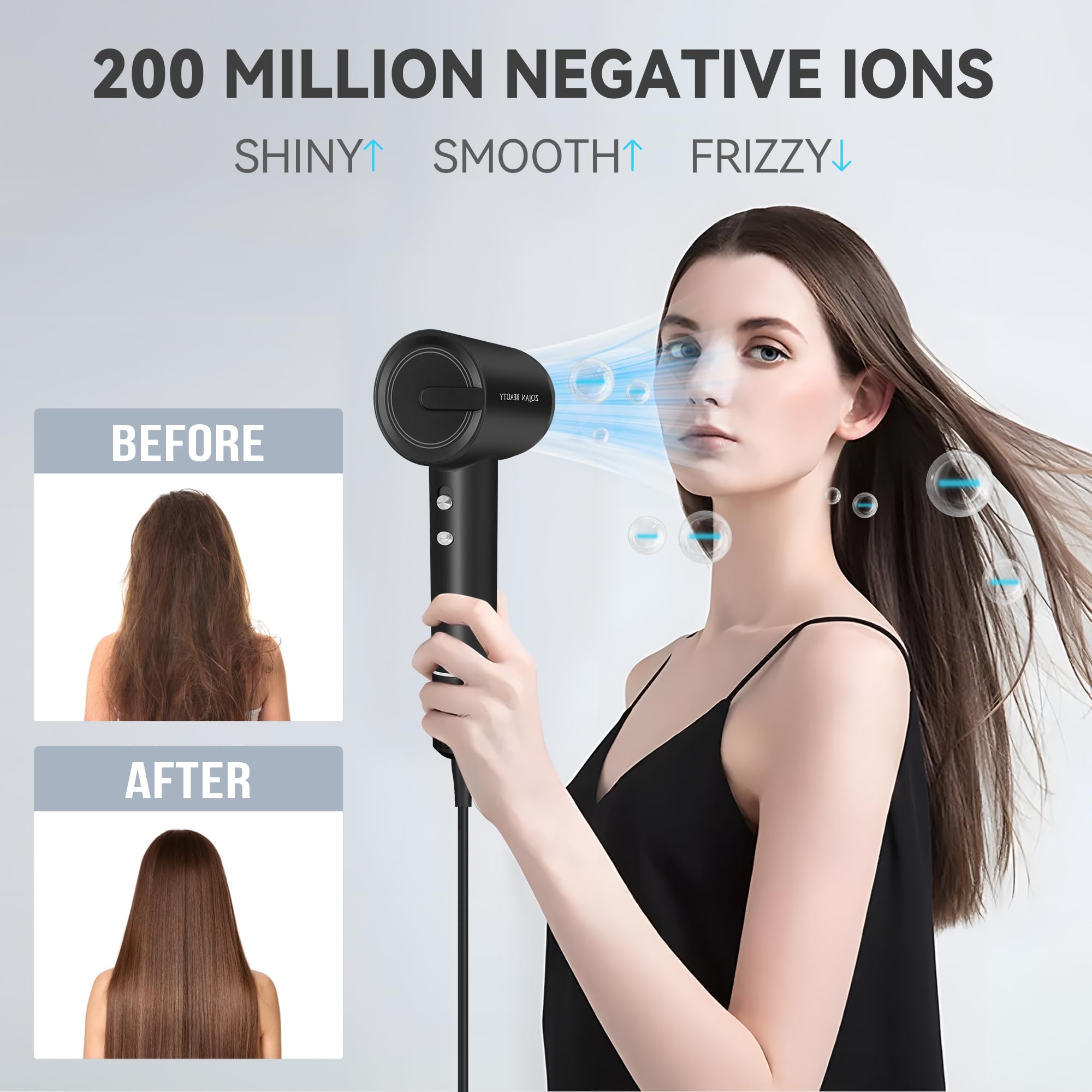 Amazon | 2億個のマイナスイオンのブロードライヤー、プロ仕様高速ヘア